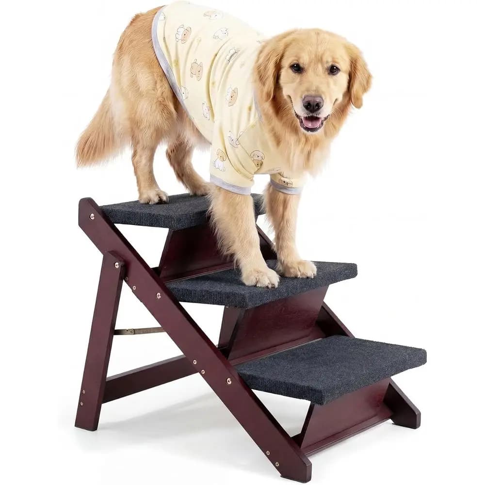 Scaletta regolabile 3 in 1 per animali domestici, per letti, auto e altro - Scala portatile per cani e gatti fino a 220 libbre (Marrone)