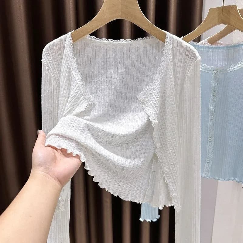 Giacca Corta Estiva da Donna in Pizzo Lavorato a Maglia, Copricostume da Spiaggia, Nuovo Stile 2026, Elegante e alla Moda