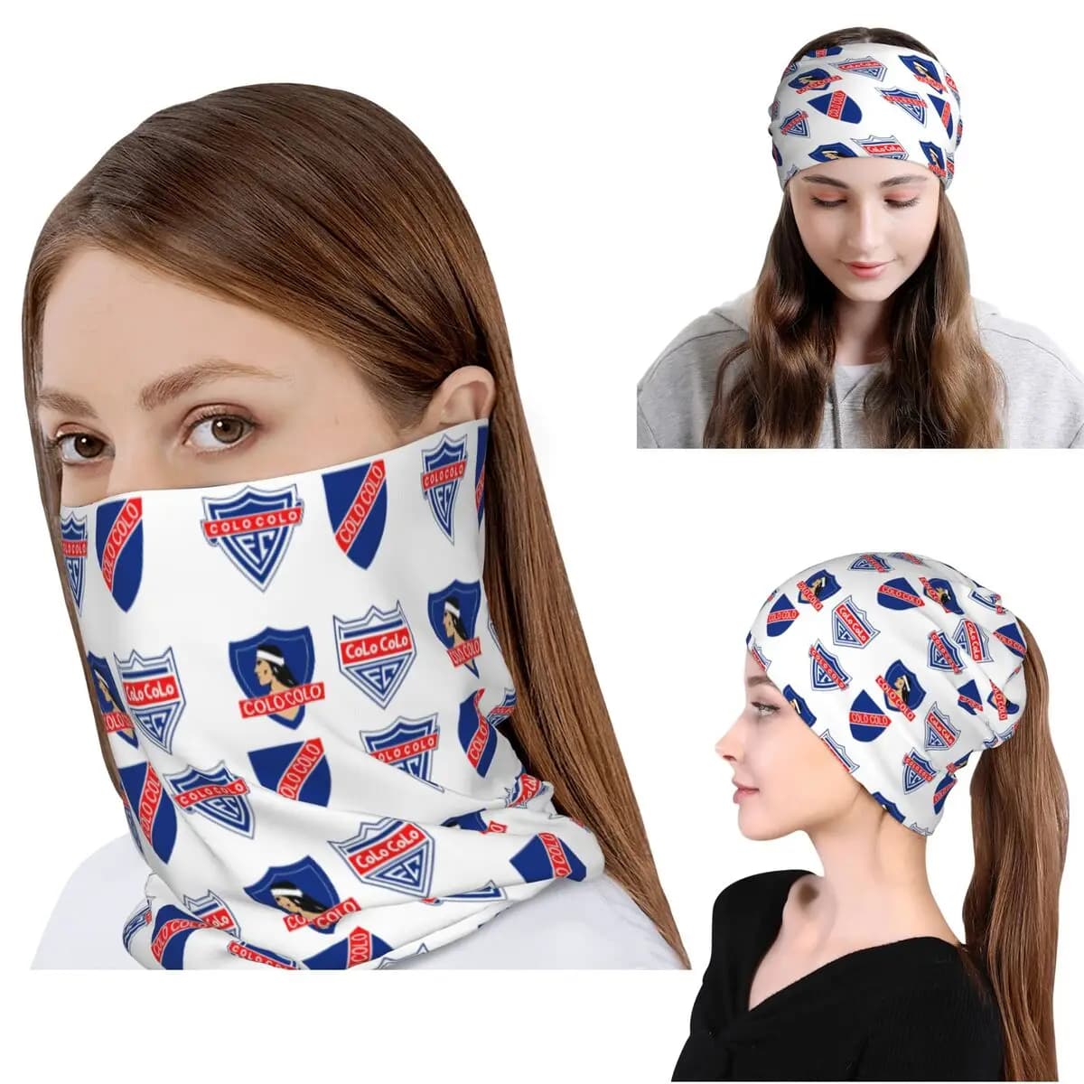Bandana Multifunzione Social Y Deportivo Colo-Colo, Copricollo, Maschera, Sciarpa, Cappello per Ciclismo, Antivento, per Uomini e Donne