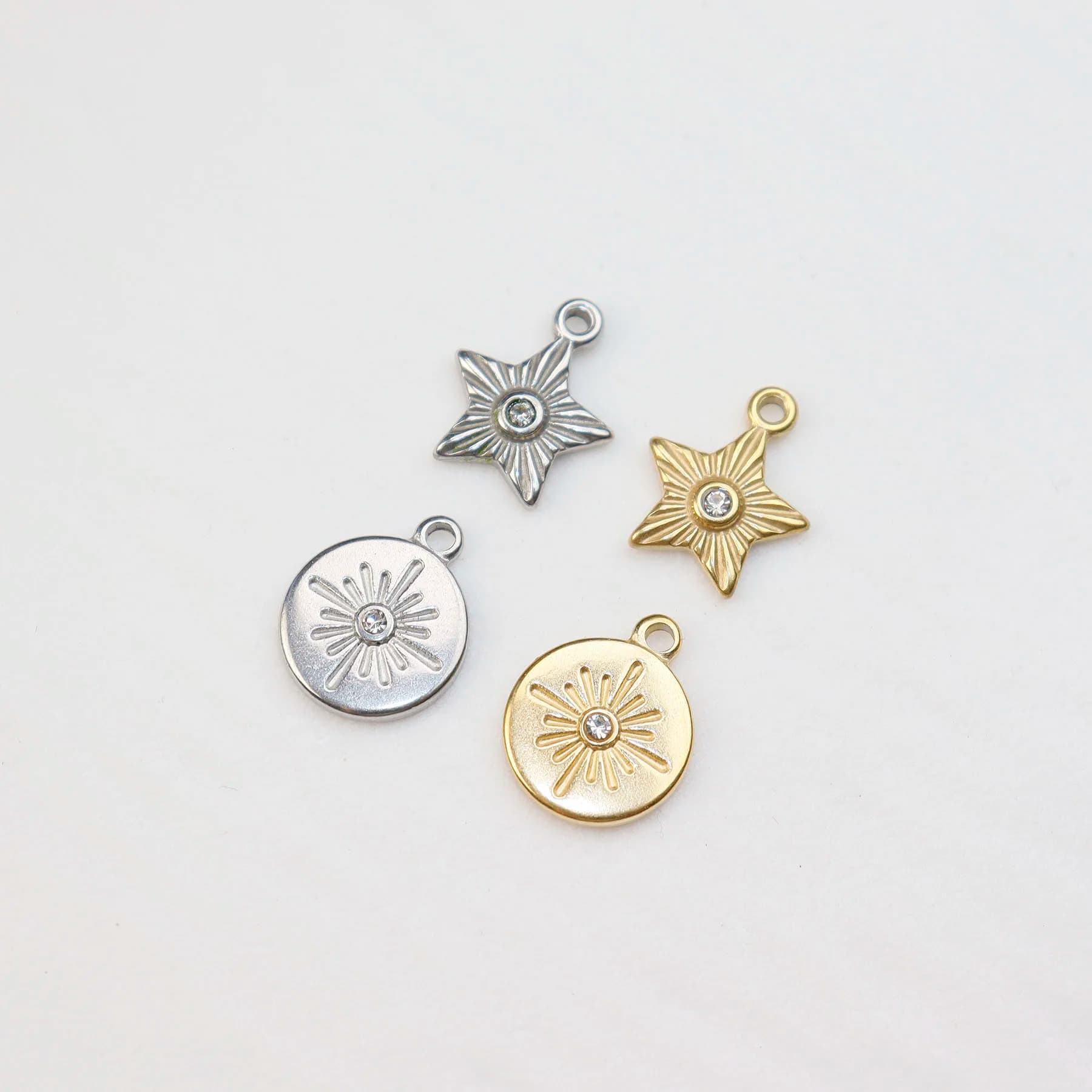 5 pezzi di fusione in acciaio inossidabile stella moneta componente gioielli pendenti con ciondoli fai da te fatti a mano collana orecchini bracciali piastra PVD