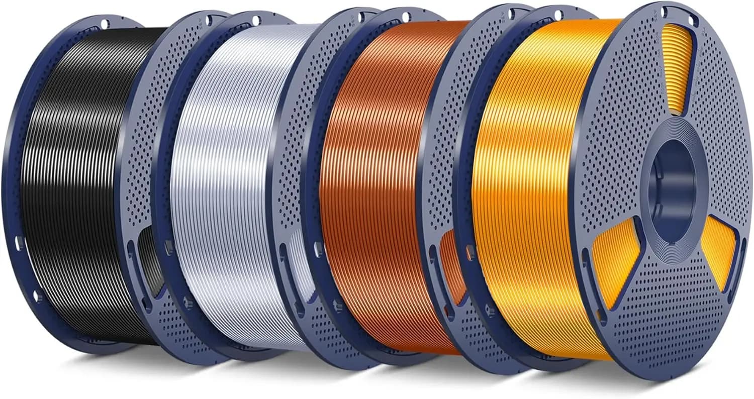 Silk PLA Plus 4kg, Polished Surface 1.75mm ±0.02mm, 3D Printing Brilliant, Black Silver Red Copper Brass