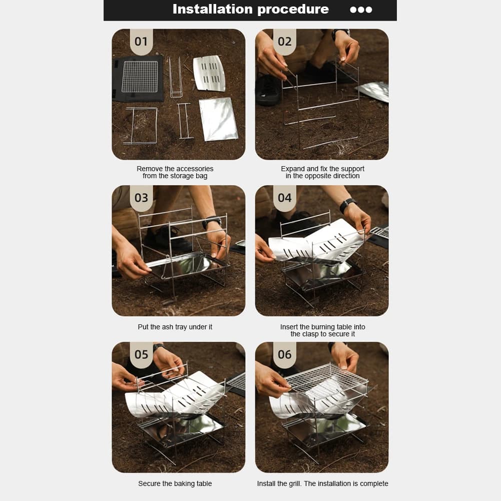 Bonfire Stand Portable Camping BBQ Grill Folding Outdoor Wood Burner Stainless Steel Campfire Stove for Camping Picnic