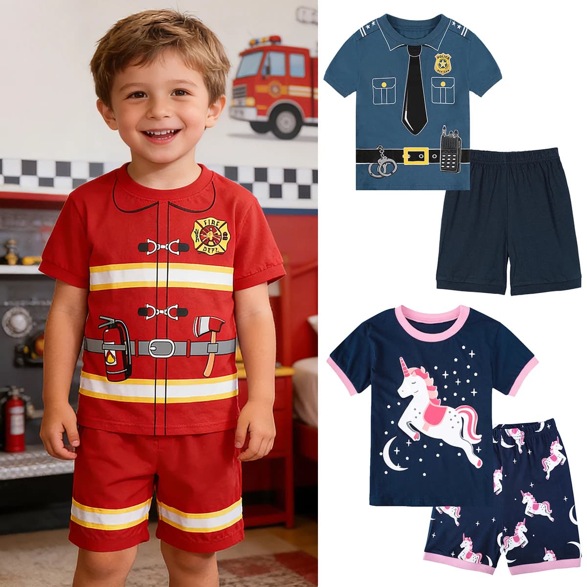 Pigiama per ragazze Set Pigiama per unicorno per bambini Pigiama estivo per bambini Cartone animato Regalo di compleanno Abbigliamento da notte 2-10 anni