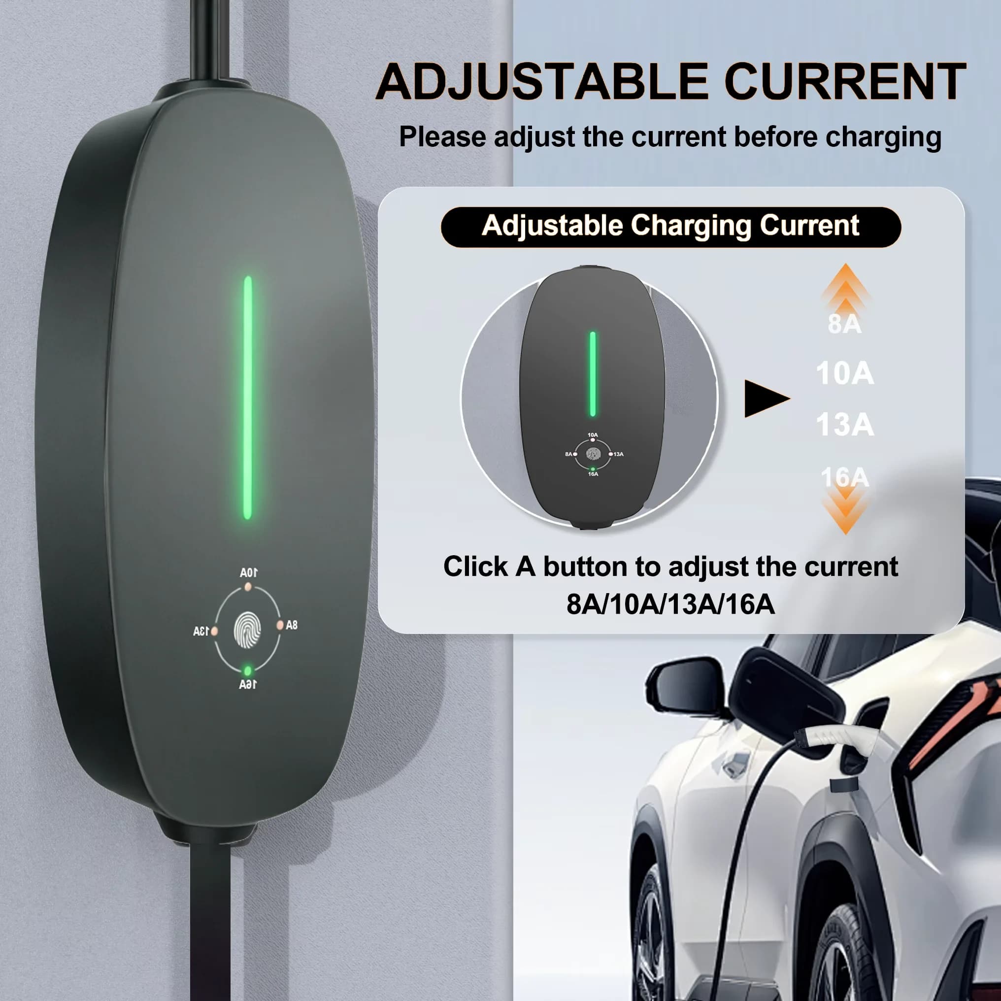 Teschev Type 2 EV Charger 16A, IEC62196-2 Compliant EVSE Charging Cable with Type 1 (SAE J1772) & EU Plug, Portable Wallbox Cont