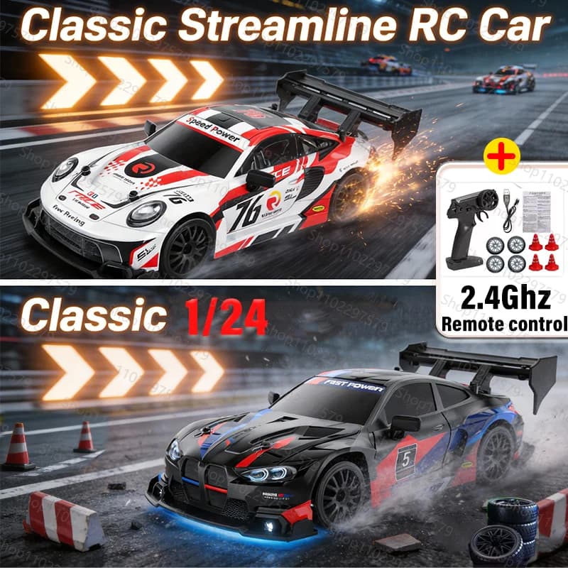 Auto RC Drift 2026 Scala 1:24, Telecomando 2.4GHz, 4WD, Giocattolo RC con Luci Fantastiche, 25KM/H, Regalo di Compleanno Perfetto per Bambini e Adulti