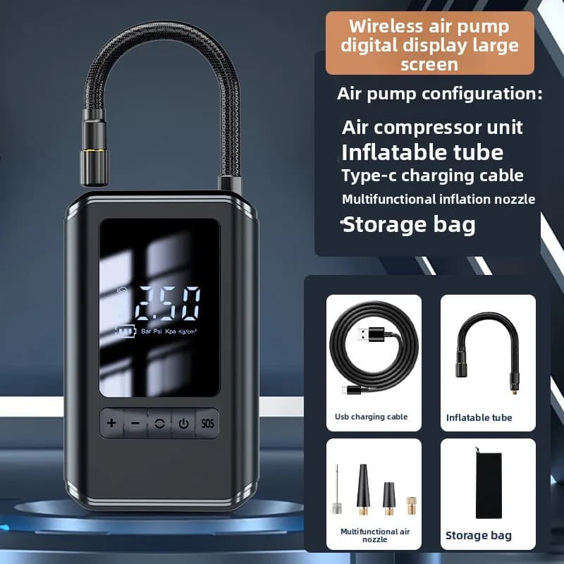 Gonfiatore Pneumatici Wireless Multifunzione - Pompa Portatile Digitale per Auto e Biciclette
