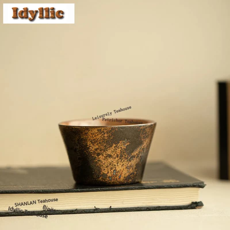 100ml zhiye Roasting Gilt Teacup Antique Tea Bowl Single Cups Tea-tasting Meditation Cup Jianzhan Master Cups Chinese Tea Set