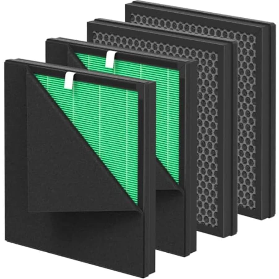 Filtro di Ricambio ET066 Compatibile con Purificatore d'Aria Evalit ET066, Filtrazione HEPA Lavabile a 3 Stadi per Casa, Stanze Grandi, Animali Domestici