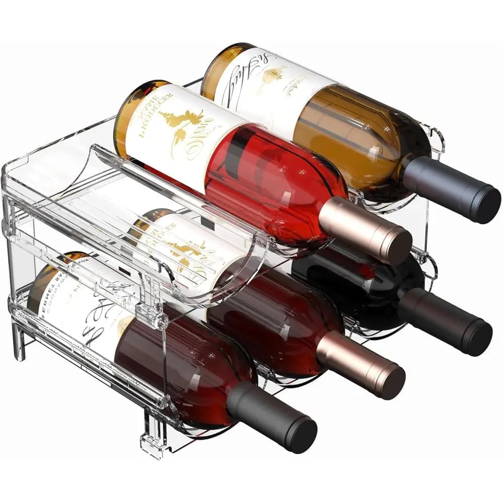 Stackable Wine Rack or Refrigerator, 2 Tier Large Capacity Water Bottle Organizer or Cabinet, Free-Standing Water Bottle Storage