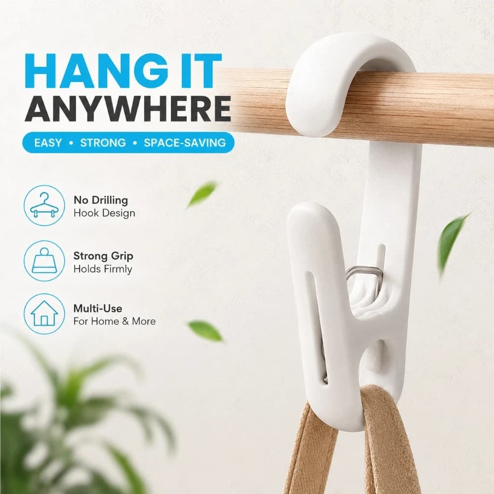 10PCS Multi Purpose Hanging Clips Hooks Portable Plastic Clamp Hangers for Clothes Socks Home Storage Organization Accessories