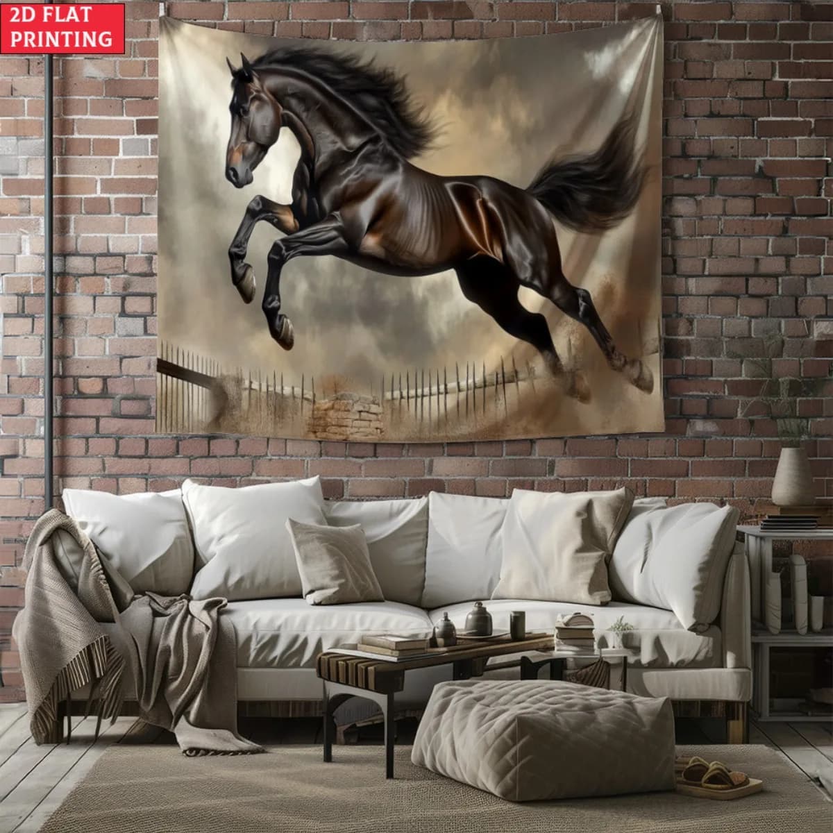Horse tapestry wall art for living roombedroomdecor rustic equestrian animal print home decoration 2D flat printing wall hanging