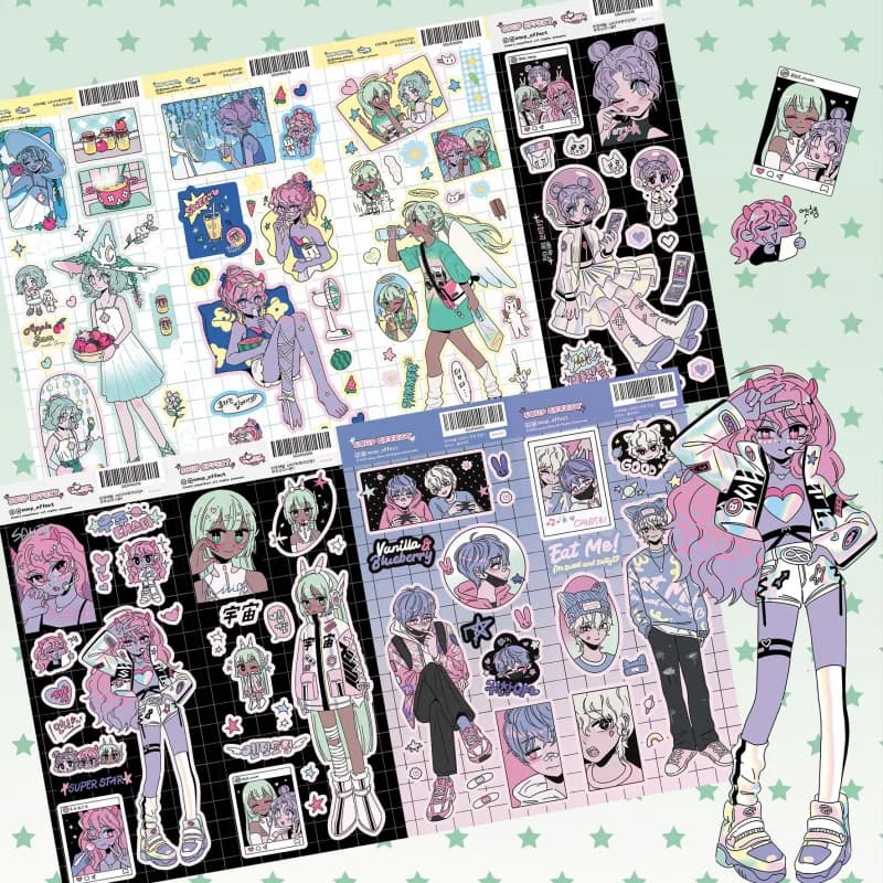 Adesivi cartoni animati coreani Simpatico dolce ragazza fresca Adesivi per personaggi Manuale Diario Notebook Planner Scrapbook Adesivo decorativo fai da te