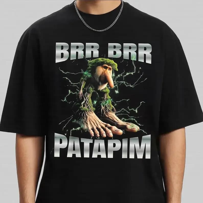 T-shirt Brr Brr Patapim, camicia con umorismo Brainrot, meme della cultura pop, regali stupidi di tendenza, maglietta Cringe inappropriata