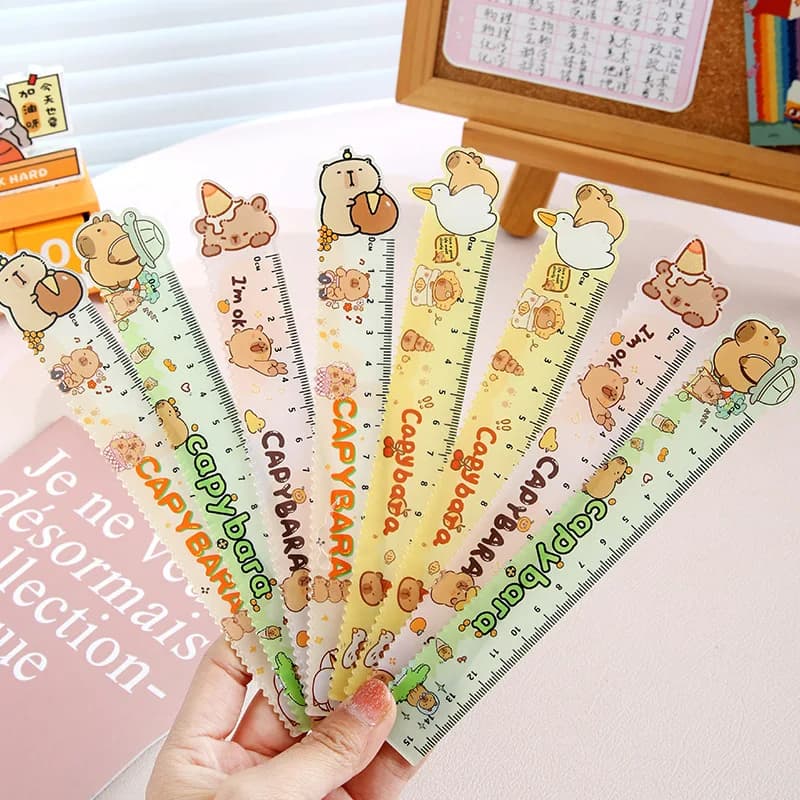 Capybara Kawaii Ruler Capibara Student Cute School Supplies Kids Painting Measurement Stationery Children Acrylic Rulers Gift
