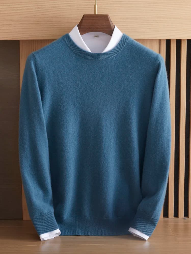 Maglione girocollo da uomo in puro cashmere di lusso 100% maglione in puro cashmere lavorato a maglia con fondo da uomo