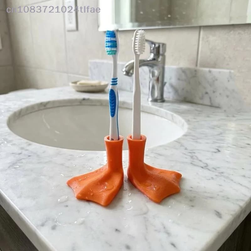 {YY30} 1/2 Pcs Duck Foot Toothbrush Holder, Creative Duck Paw Design Toothbrush Stand, Universal Bathroom Countertop Organizer