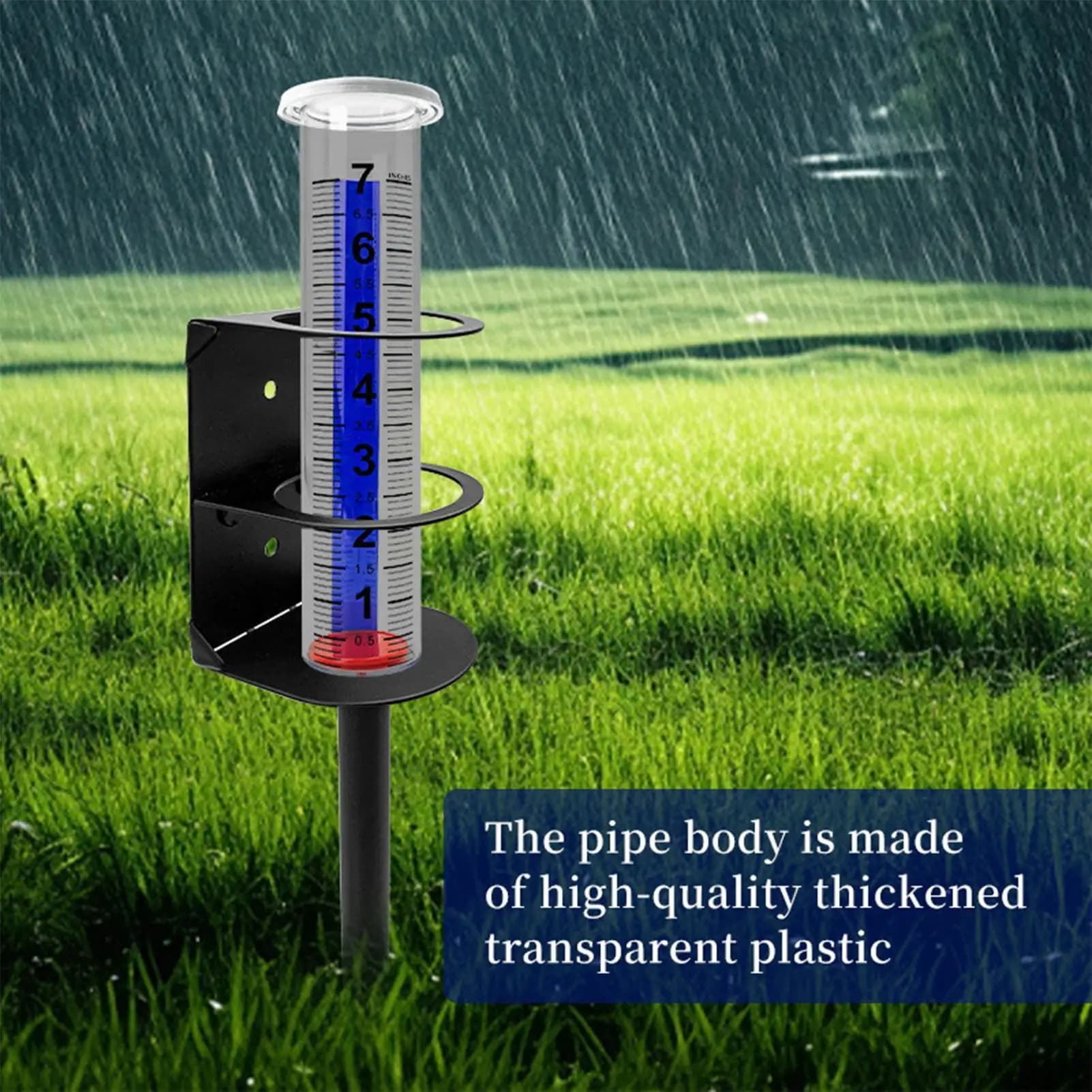 Pluviometer with Metal Support for Exterior, Precise Measurement device for Home and Garden Rain Monitoring