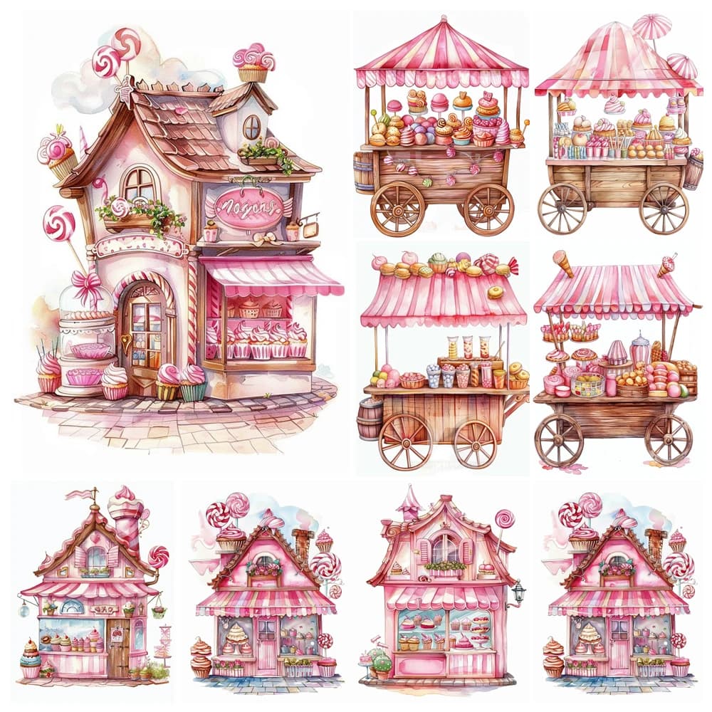 Painting By Numbers Hand Dessert Hut And Dining Car Adult Acrylic Kit Seascape DIY Paint Canva Artwork Personalise Gift Home