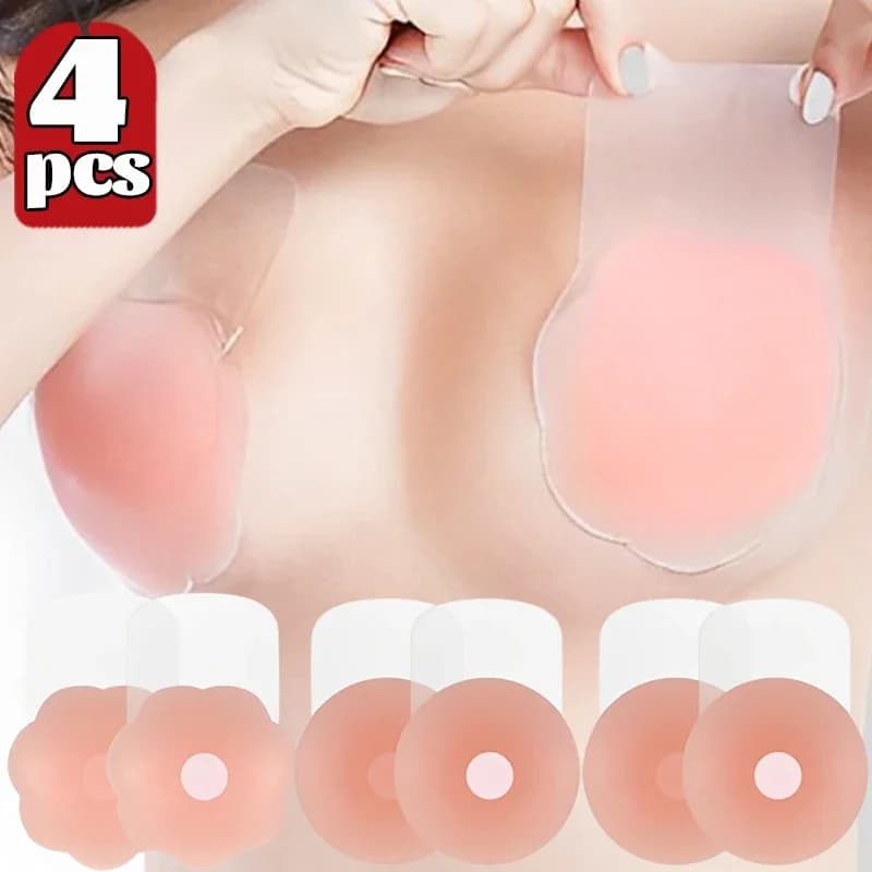 2/4PCS Donne Del Silicone Sollevare Reggiseno Invisibile Push Up Riutilizzabile Auto Adesivo Sollevamento Del Seno Nastro Copricapezzoli Petto Pasta Abito Reggiseni