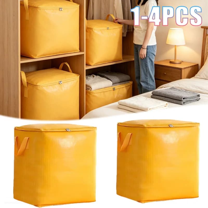 1-4PCS Heavy Duty Woven Storage Bag Large Capacity for Moving Organizer Durable Laundry Tote for Blanket Comforter Clothes
