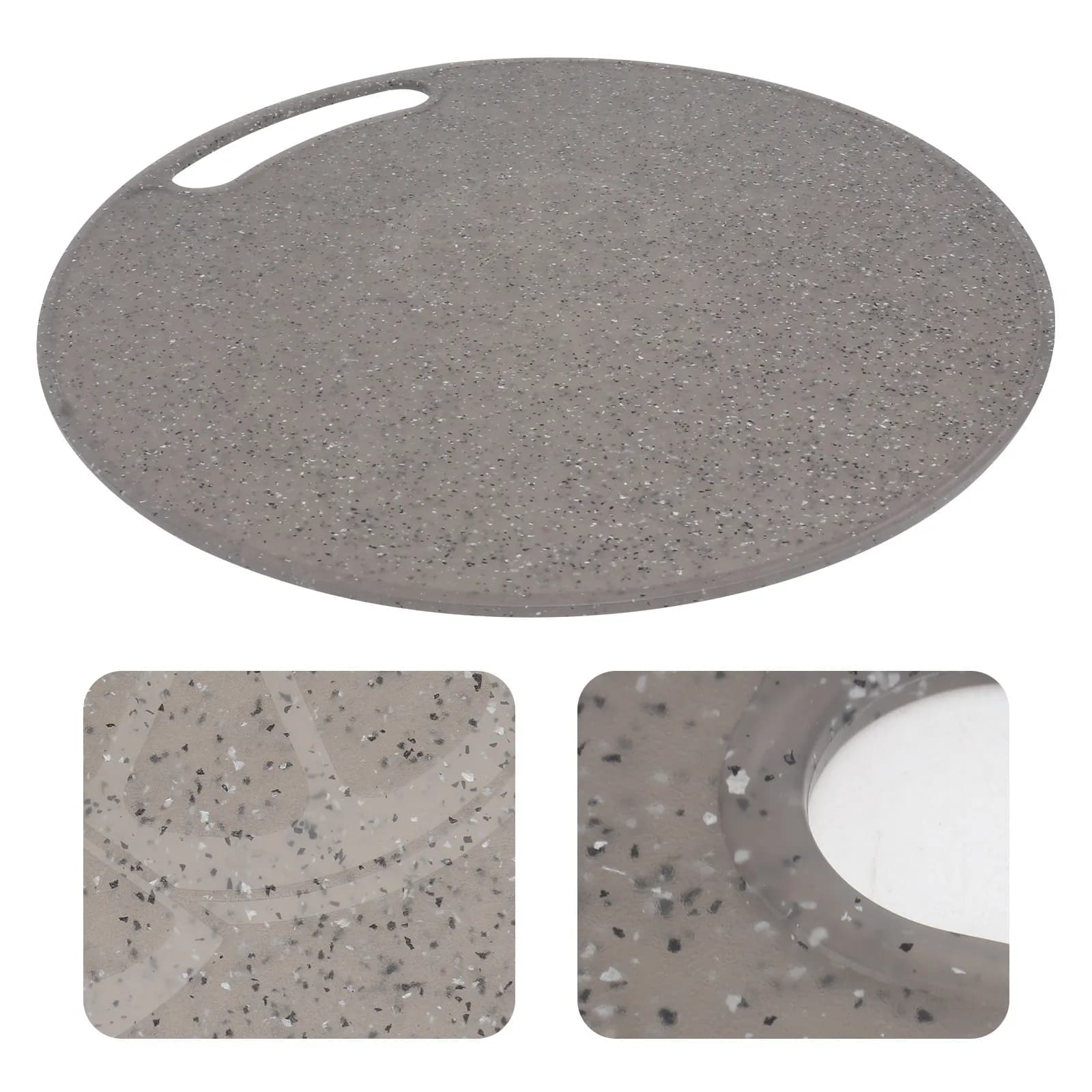 Tagliere rotondo in plastica effetto marmo da 31x0,5 cm, antiscivolo, non poroso, facile da pulire, per verdure, frutta, pane.