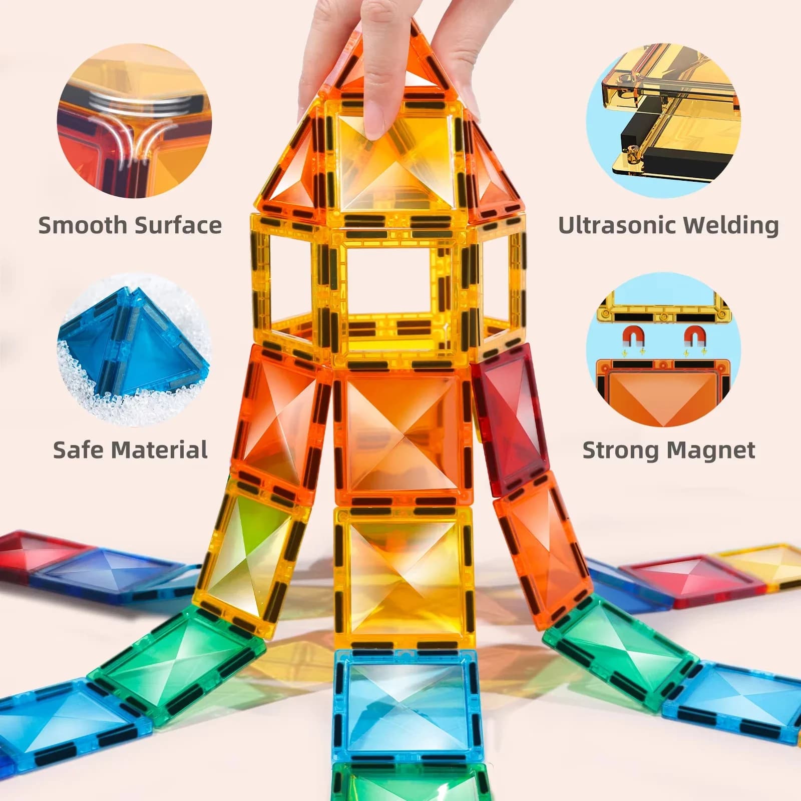 Piastrelle magnetiche trasparenti creative Giocattoli educativi Set di costruzione fai-da-te per bambini Magnete forte per regali di festa per bambini