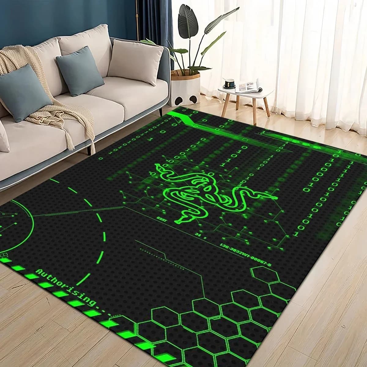 HOT RAZER Game Green Sign Area 3D Print Rug Carpet for Living Room Bedroom Home Decor,kids Play Non-slip for Sofa Doormat