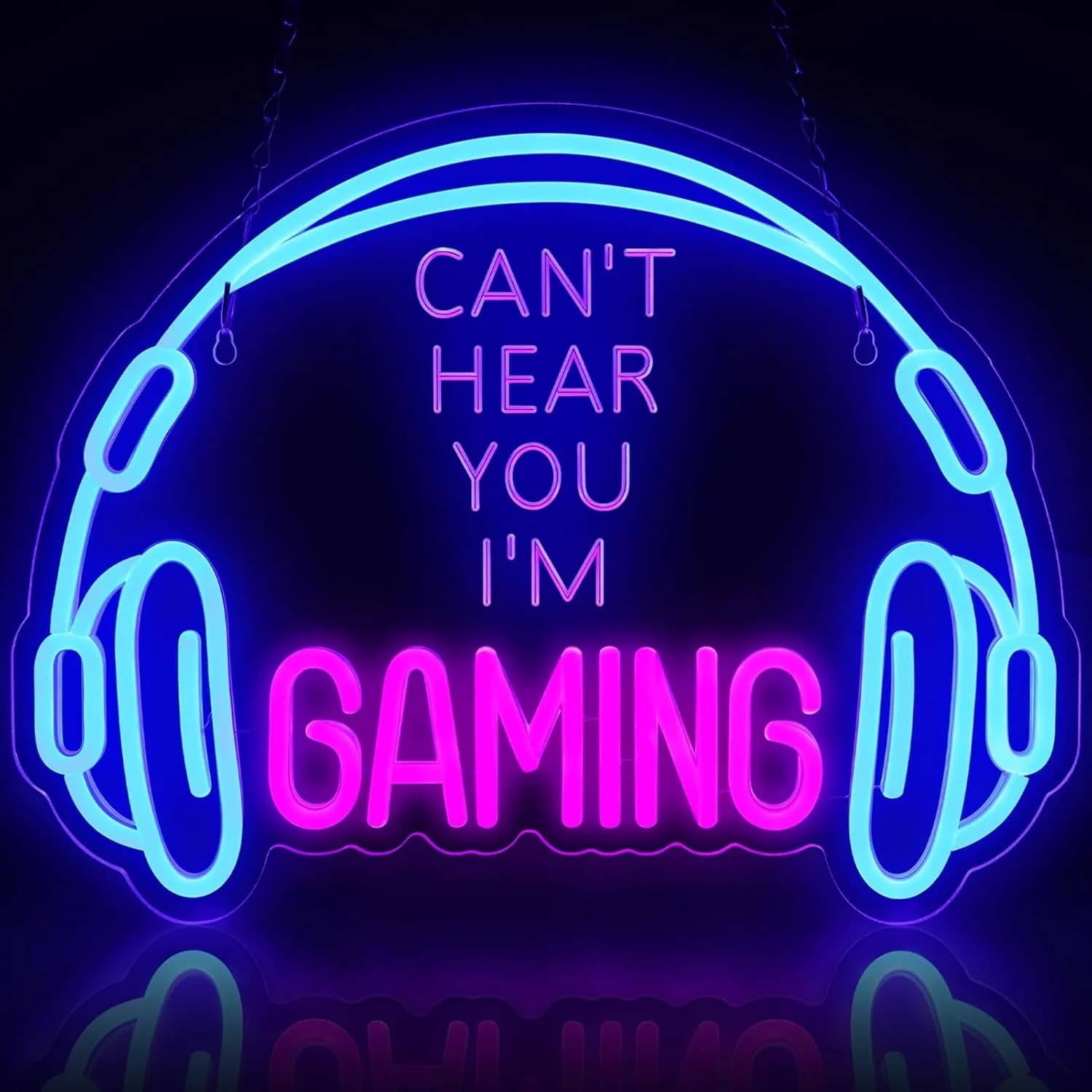Insegna Luminosa al Neon per Decorazione Murale, Grande Luce LED Colorata e Dimmerabile per Gamer con Scritta 'CAN'T HEAR YOU I'M GAMING'
