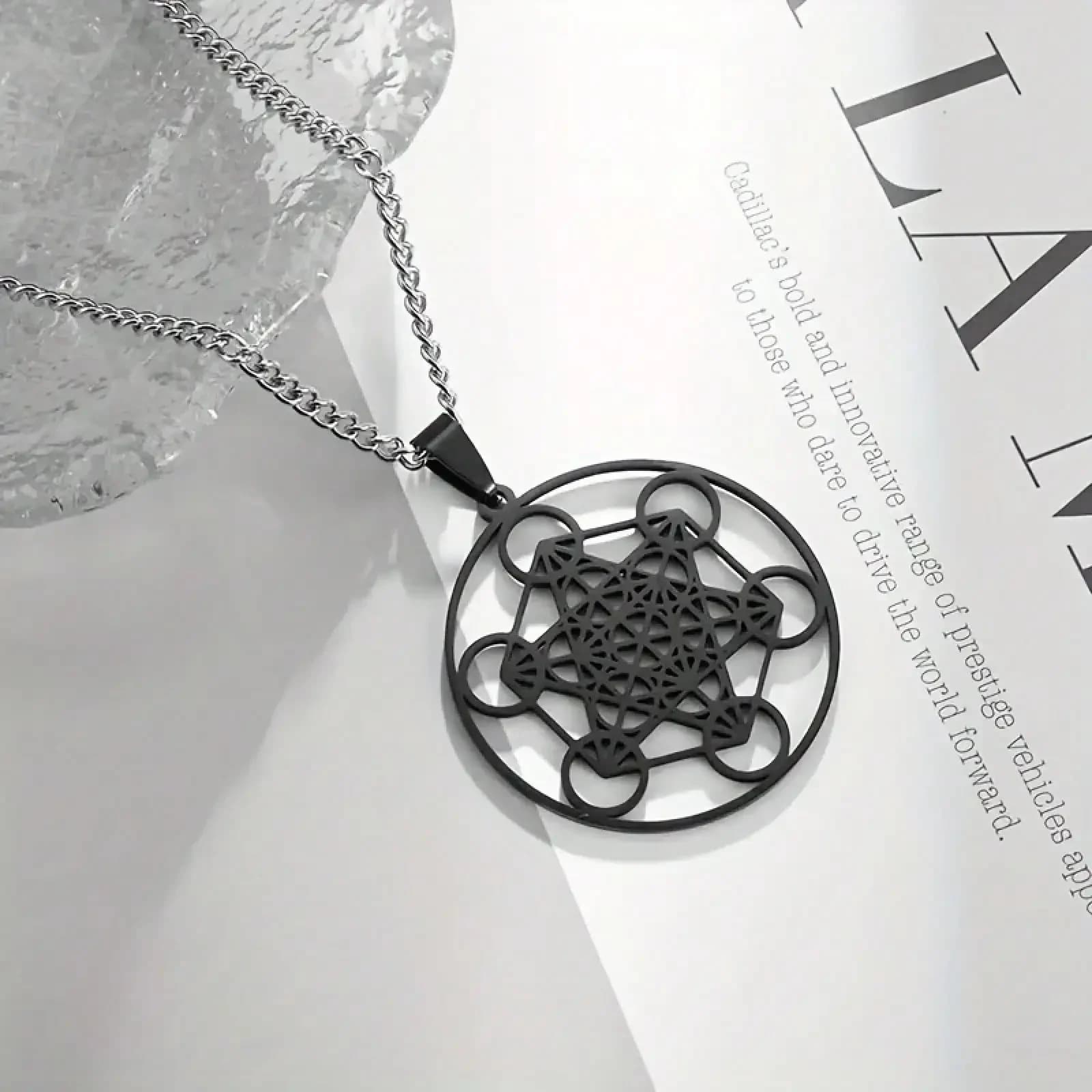 Collana con Ciondolo Fiore della Vita Chakra St. Maitreya Atron, Gioiello Unisex Religioso Amuleto di Salomone