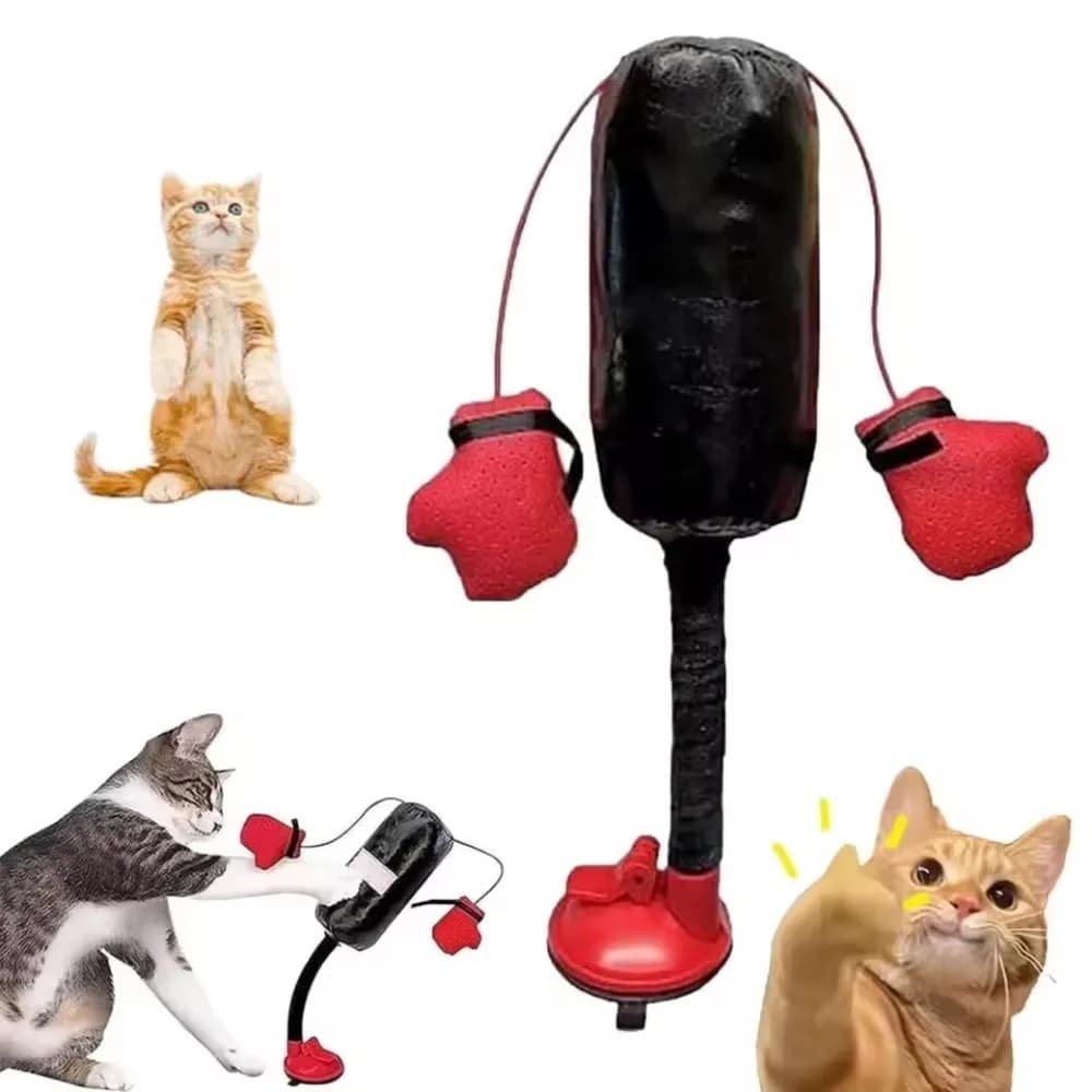 Suction Cup Base Cat Boxing Toy Self-standing Scratch Resistant Cat Punching Bag Spring Loaded Bite Resistant Pet Scratching Toy