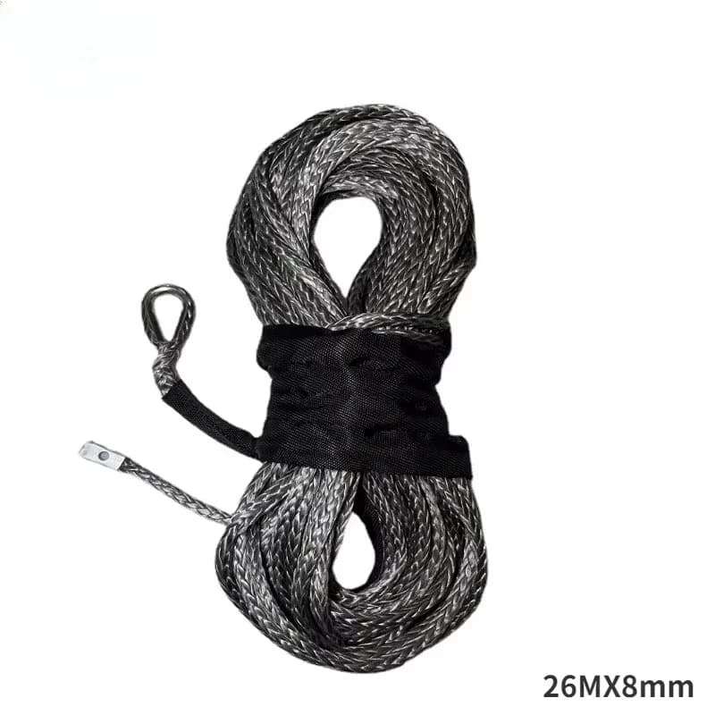 13500lbs Car Outdoor Accessories Truck Boat Emergency Replacement Synthetic Winch Rope 26mx8mm 12 Strand String Cable ATV UTV