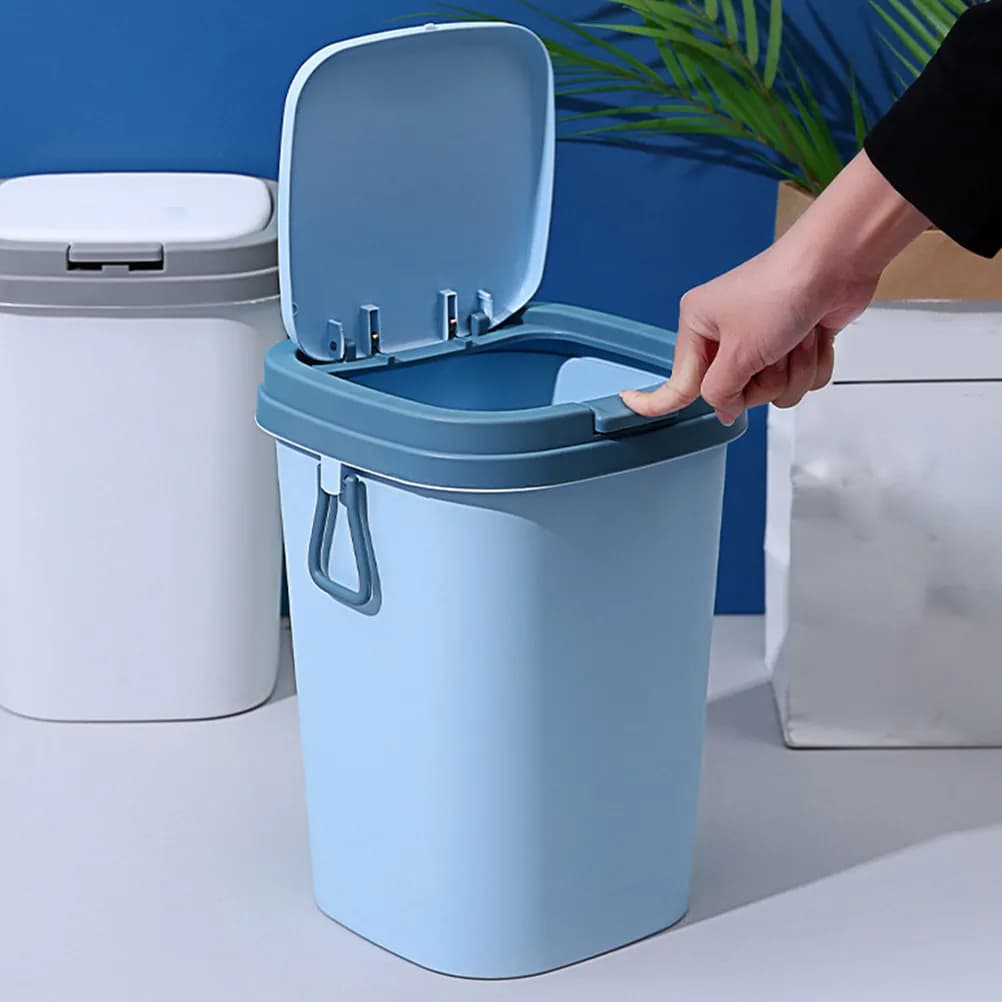 Portable Plastic Press Trash Can Household Waste Bin Small Press Type Trash Bin Bathroom Kitchen Waste Basket for Bathroom