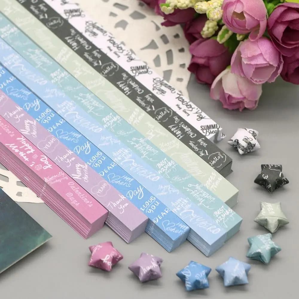 540 Sheets DIY Hand Crafts Origami Lucky Star Paper Origami Paper Stars Folding Origami Star Paper Strips for Paper Arts Crafts