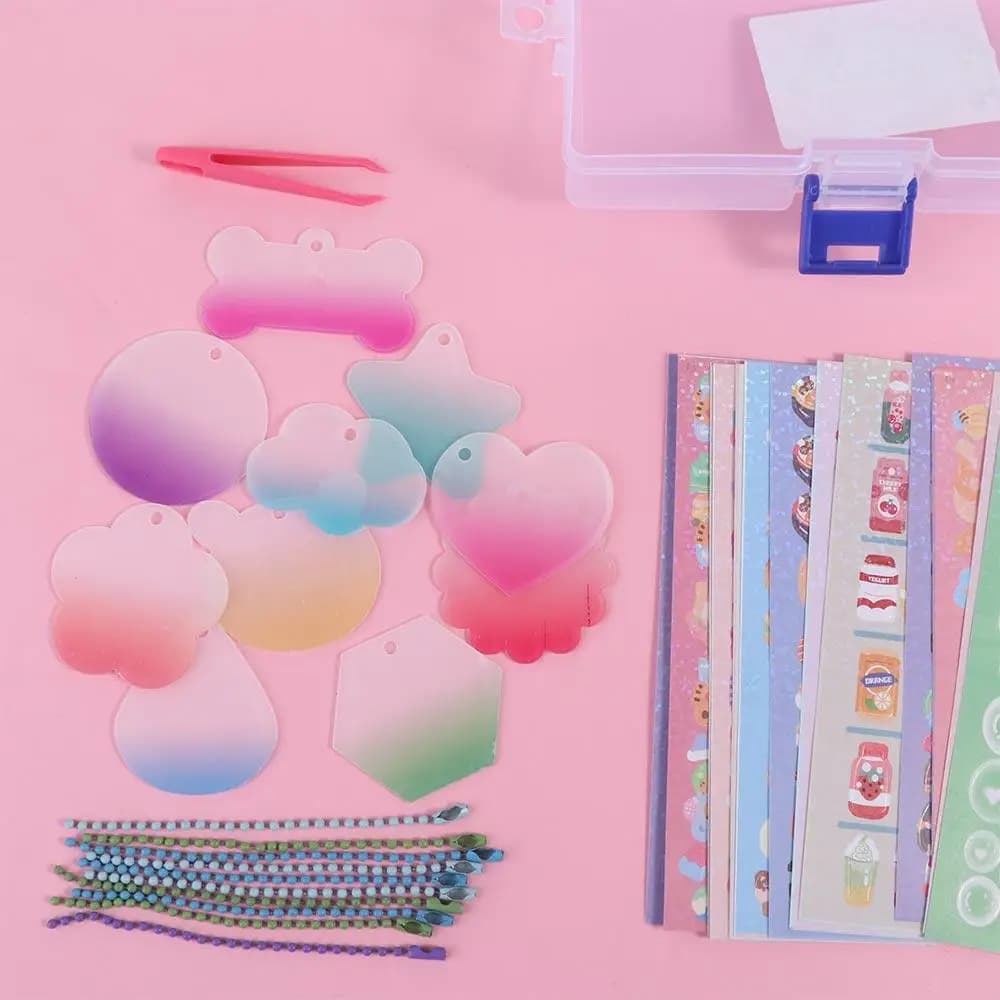 Storage Box Scrapbooking Handbook Full Set DIY Keychain Making Kit DIY Handbook Material Sticker DIY Keyring Guka Sticker Set