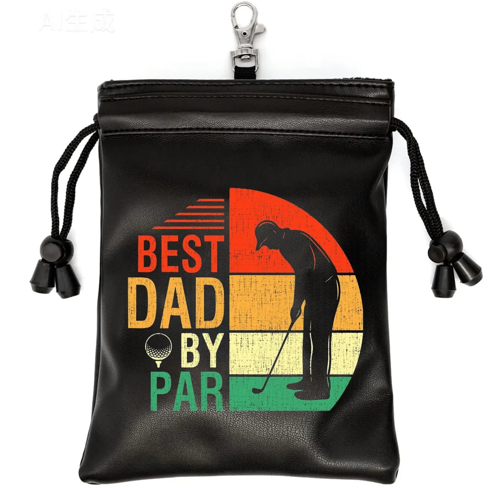 Divertente Porta Tee da Golf in Pelle PU con Chiusura a Coulisse - Il Miglior Papà al Par - Portatile per Amanti del Golf - Regalo Festa del Papà