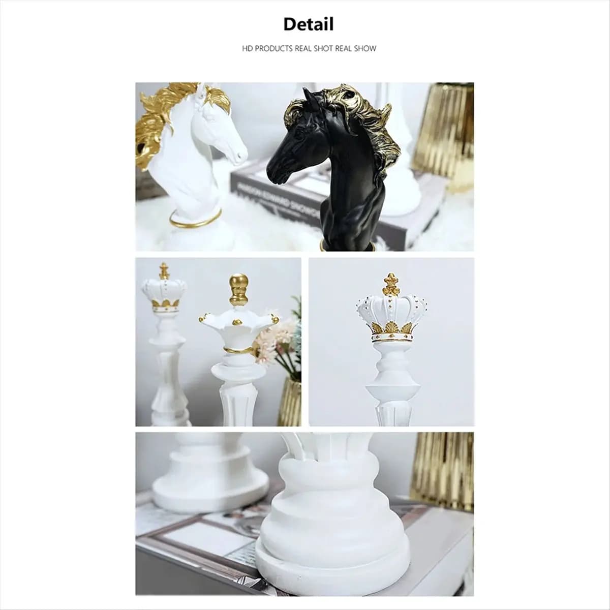 Set di Statue Decorative COFA per Scacchi, Sculture Ornamentali di Regina, Cavaliere e Re per Arredamento Casa, Regalo B