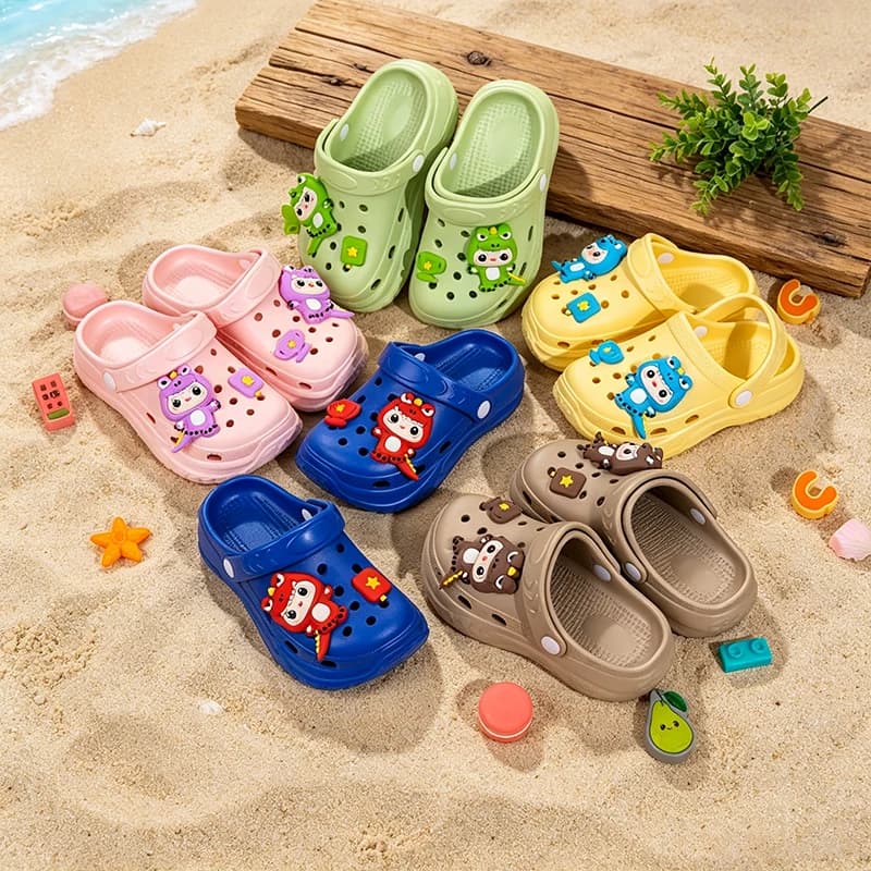 Zoccoli per Bambini con Dinosauri Cartoon, Antiscivolo, Asciugatura Rapida, Traspiranti, Ciabatte Estive Casual per Spiaggia e Piscina