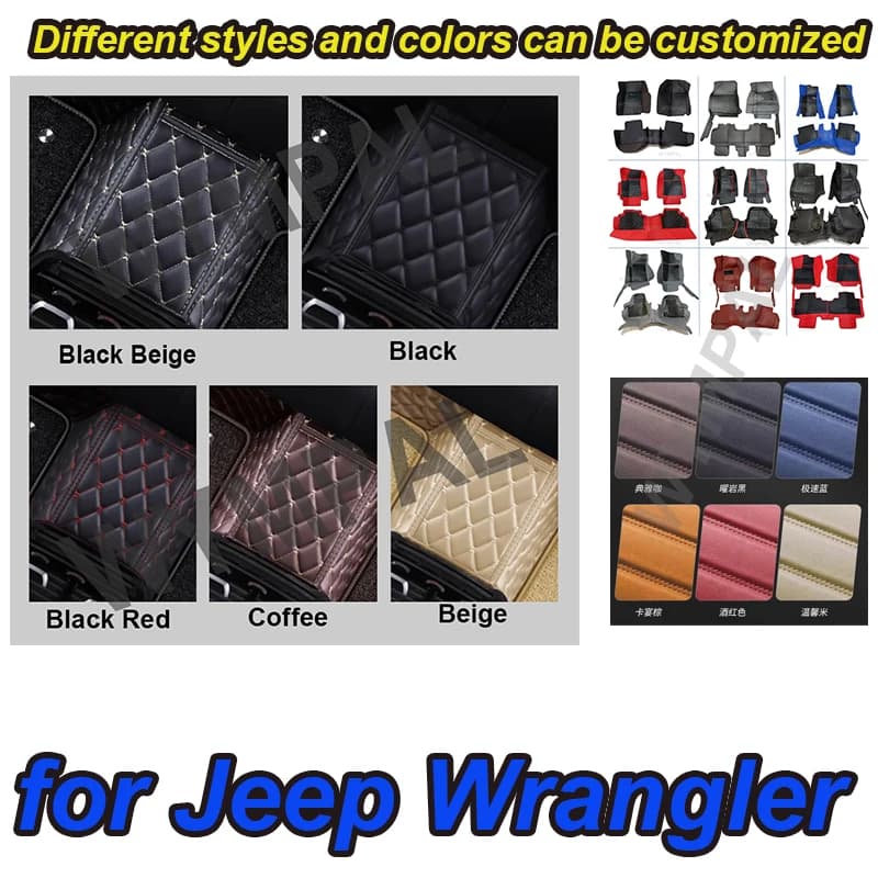 LUXURI Tappetini Auto Per Jeep Wrangler Quattro Porte 2018 2019 2020 2021 2022 2023 2024 Personalizzato Auto Tappeto Copertura Interni