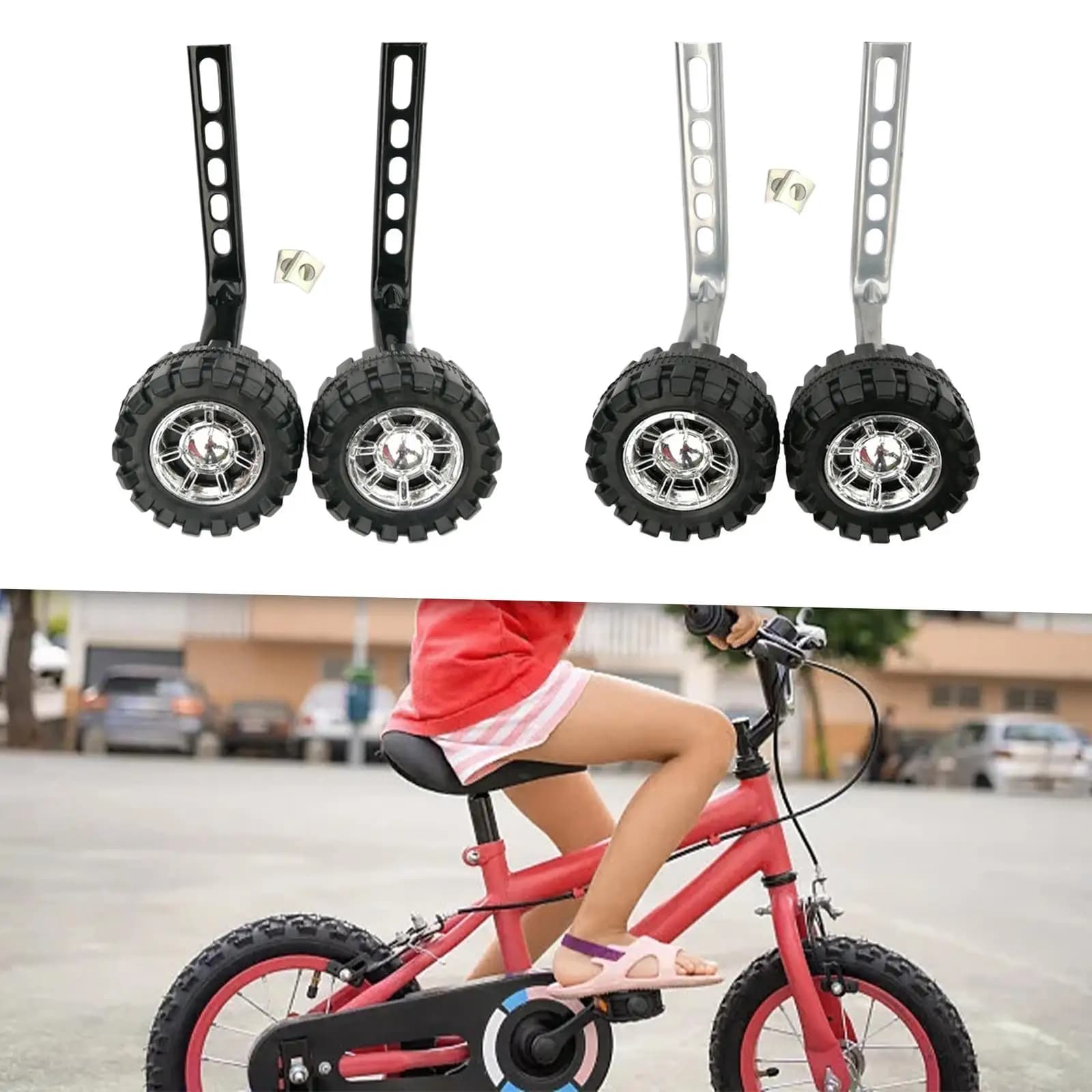1 Paio di Ruote Stabilizzatrici per Biciclette per Bambini, Parti di Ricambio, Installazione Semplice, Robuste, Kit Accessorio per Ciclismo Infantile