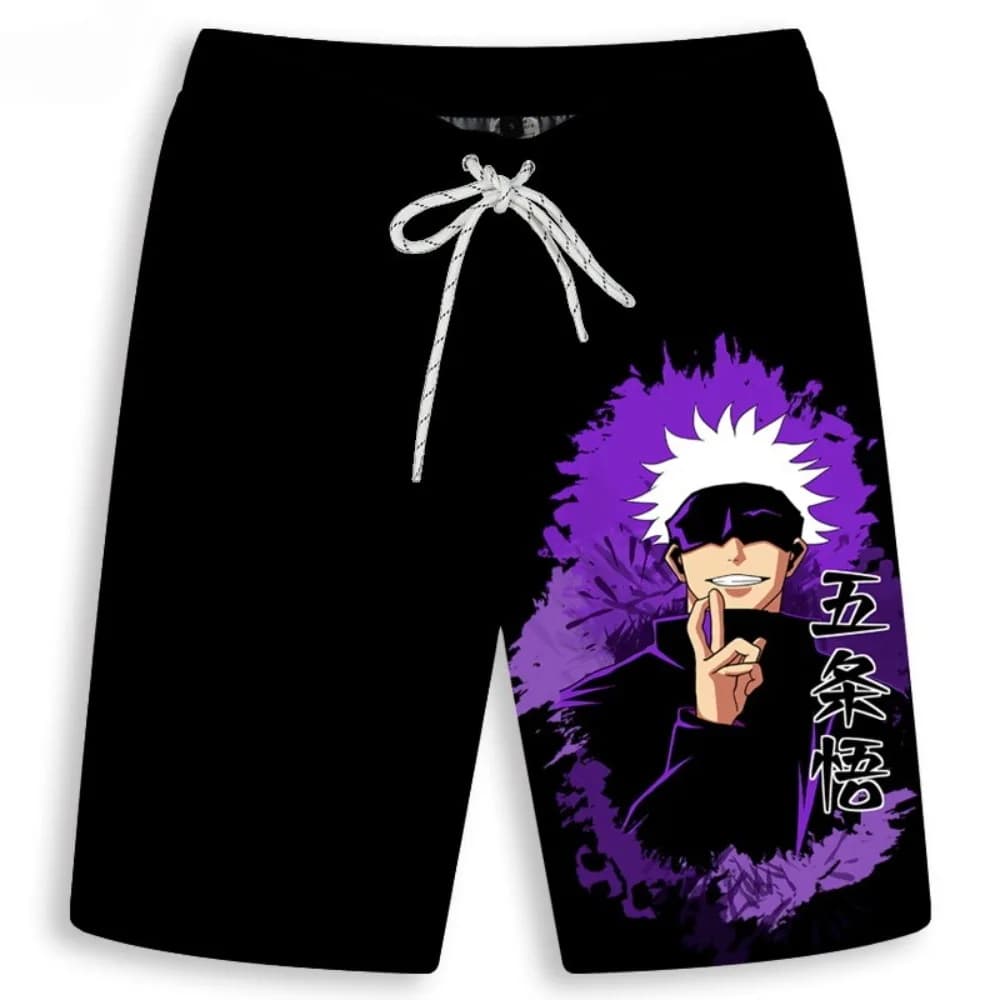 Pantaloncini stampati Gojo Satoru da uomo Uomo Donna Pantaloni sportivi casual traspiranti a cinque punti Pantaloni da spiaggia ad asciugatura rapida Periferico anime