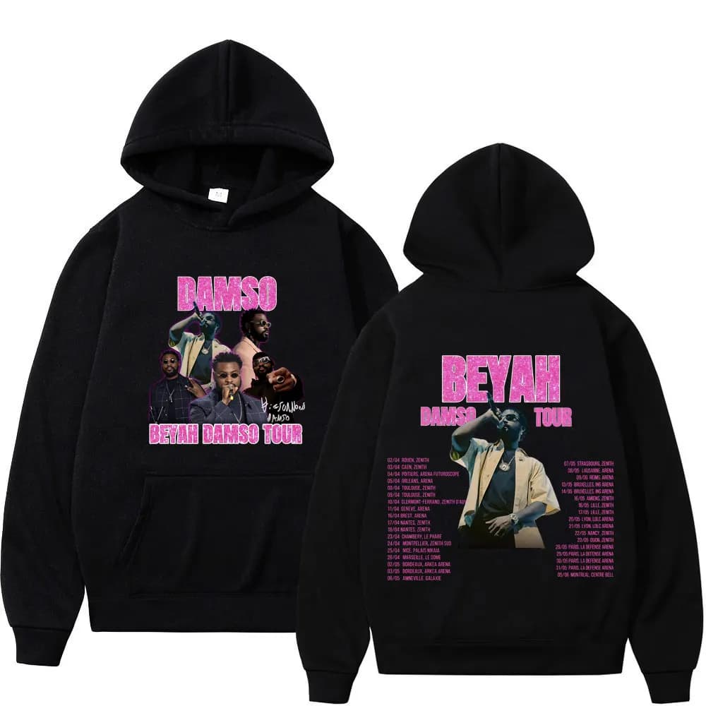 Rapper Damso Beyah Tour 2026 Print Hoodie Men Women Hip-hop Pullover Autumn and Winter Loose Casual Aesthetic Trendy Sweatshirts