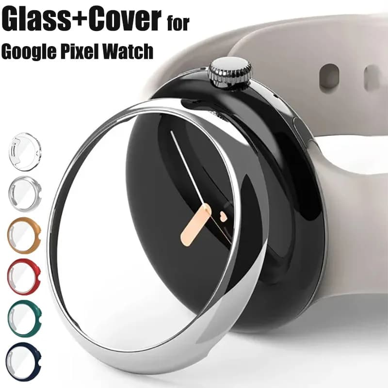Tempered Glass+Cover For Google Pixel Watch All-Around Full Bumper Screen Protector TPU Protective Case for Google Pixel Watch 2