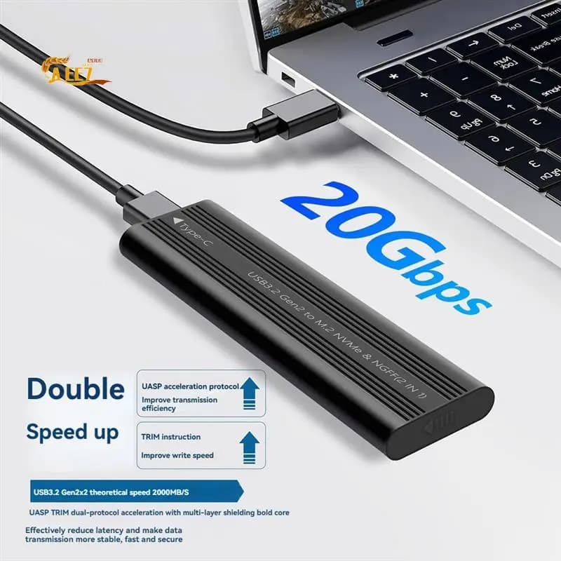 AEE7-M.2 SATA NVME SSD Custodia USB3.2 Tipo C 20 Gbps Adattatore per custodia a stato solido esterno senza attrezzi per 2280/2260/2242