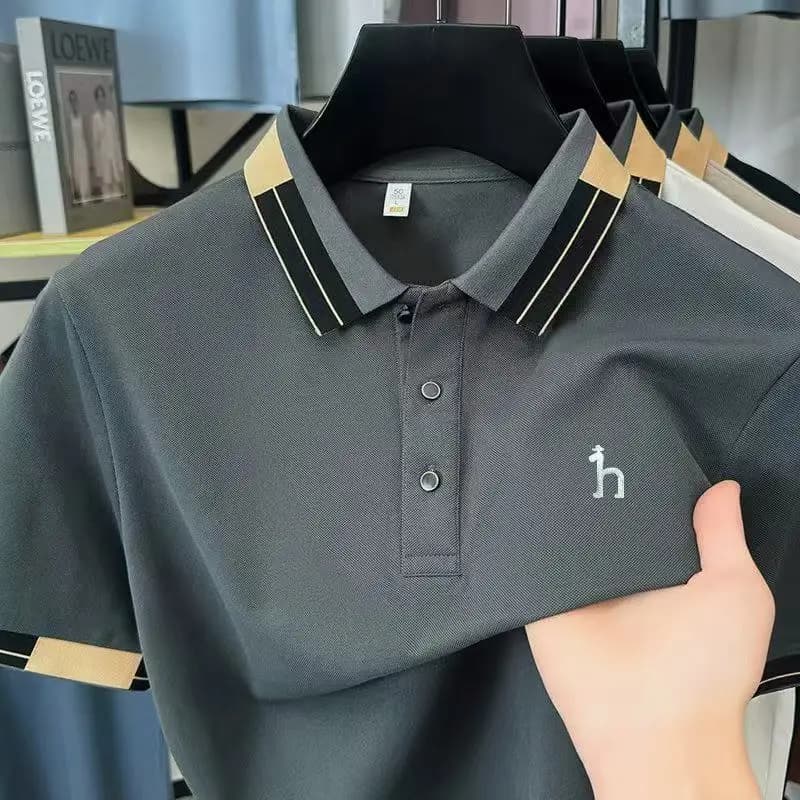Polo di Lusso da Uomo a Maniche Corte con Colletto e Bottoni, Stampa Color Block, Nuova T-Shirt da Golf, Abbigliamento Casual Business per Uomo