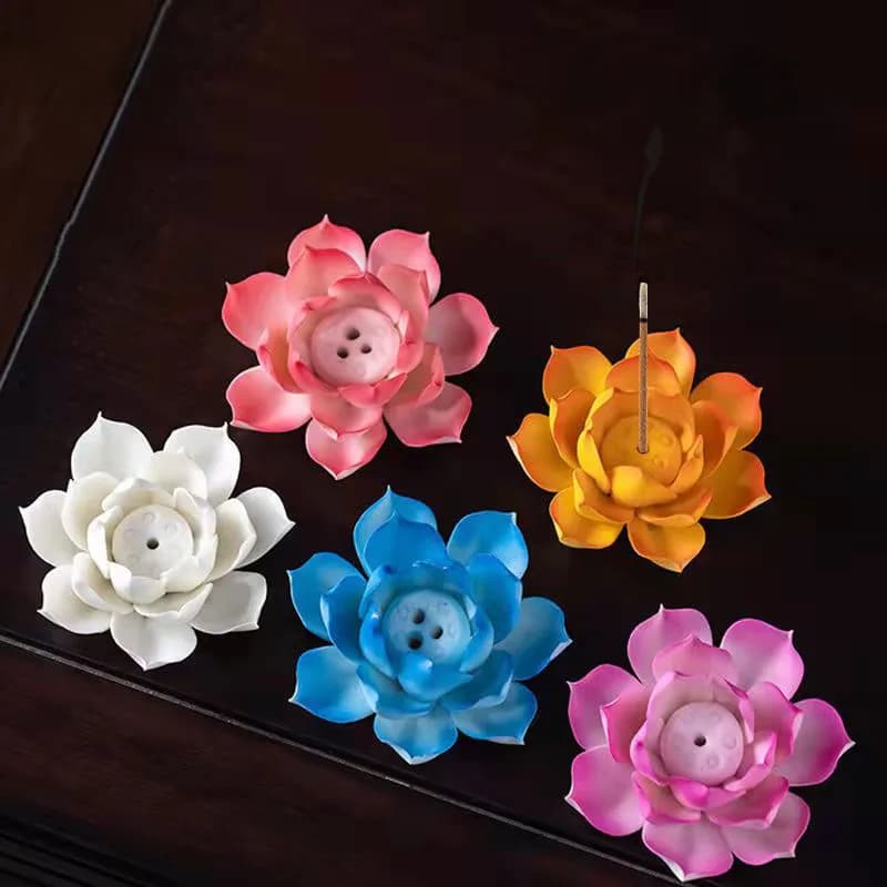 Bruciatore di incenso in ceramica supporto per bastoncini linea di loto piatto di incenso con 1/3 fori Teahouse Yoga studio decorazioni per la casa