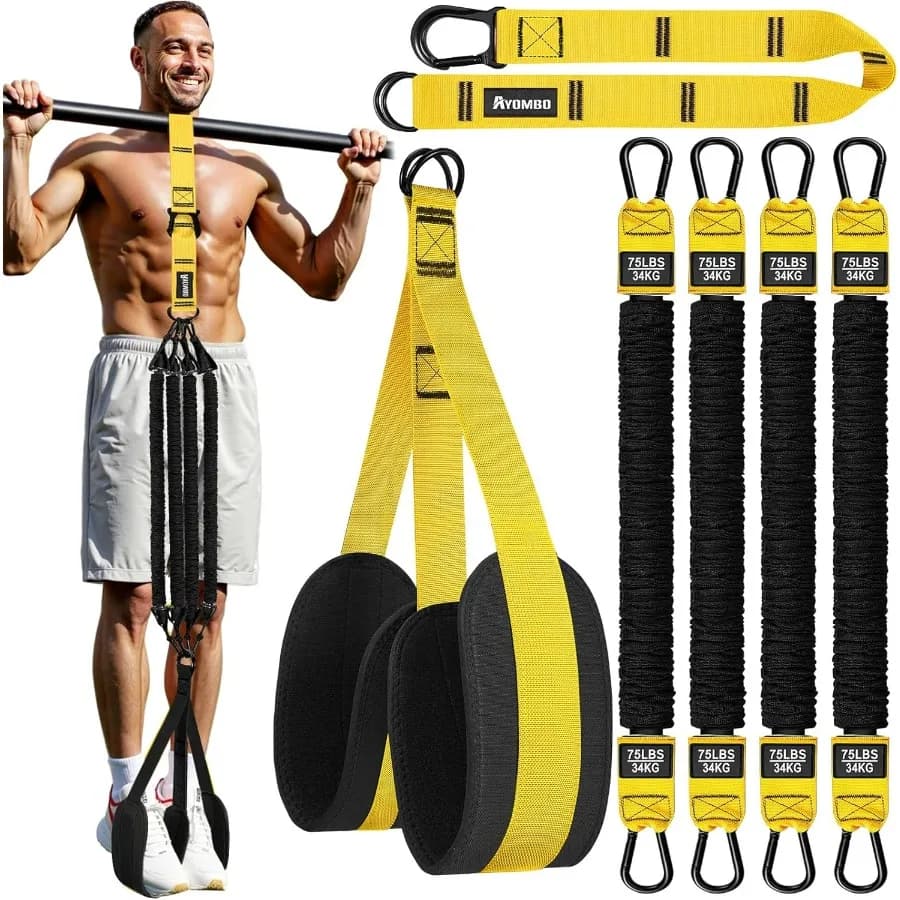 Traction support, resistance bands for training with traction bar, traction support equipment for heavy loads adjustable with 4 assistants