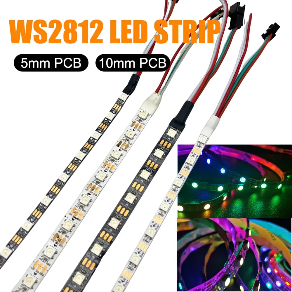LED Strip Smart WS2812 5M 60 LED/M 5mm/10mm Not Waterproof IP30 5V RGB Indirectible for Interior Decoration