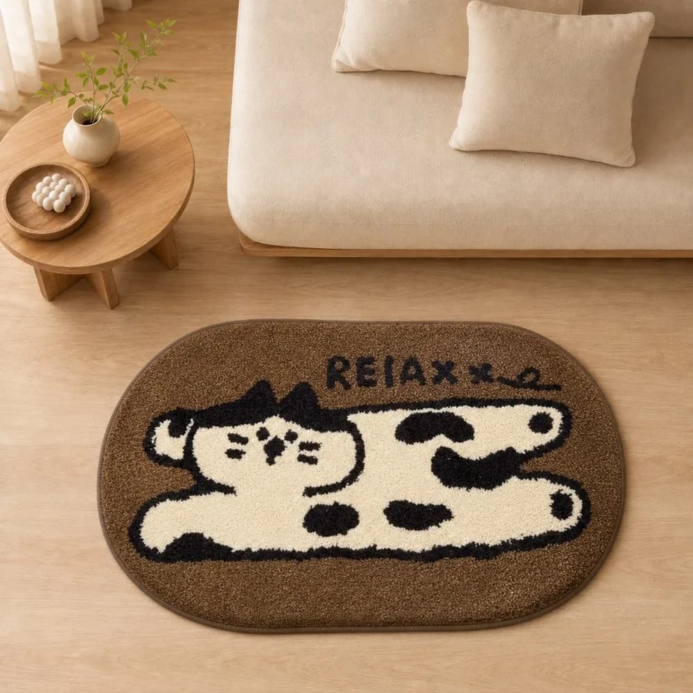 Cute Abstract Cat Bath Mat, Super Absorbent Plush Non-Slip Washable Bathroom Rug for Shower, Toilet and Door Entrance