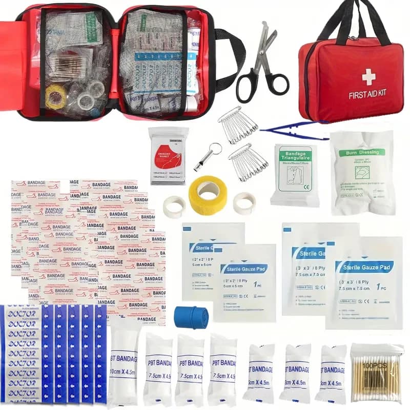 Kit di pronto soccorso durevole per le emergenze, ideale per viaggi in auto in ufficio a casa, campeggio all'aperto, escursionismo - Borsa portatile per forniture di emergenza