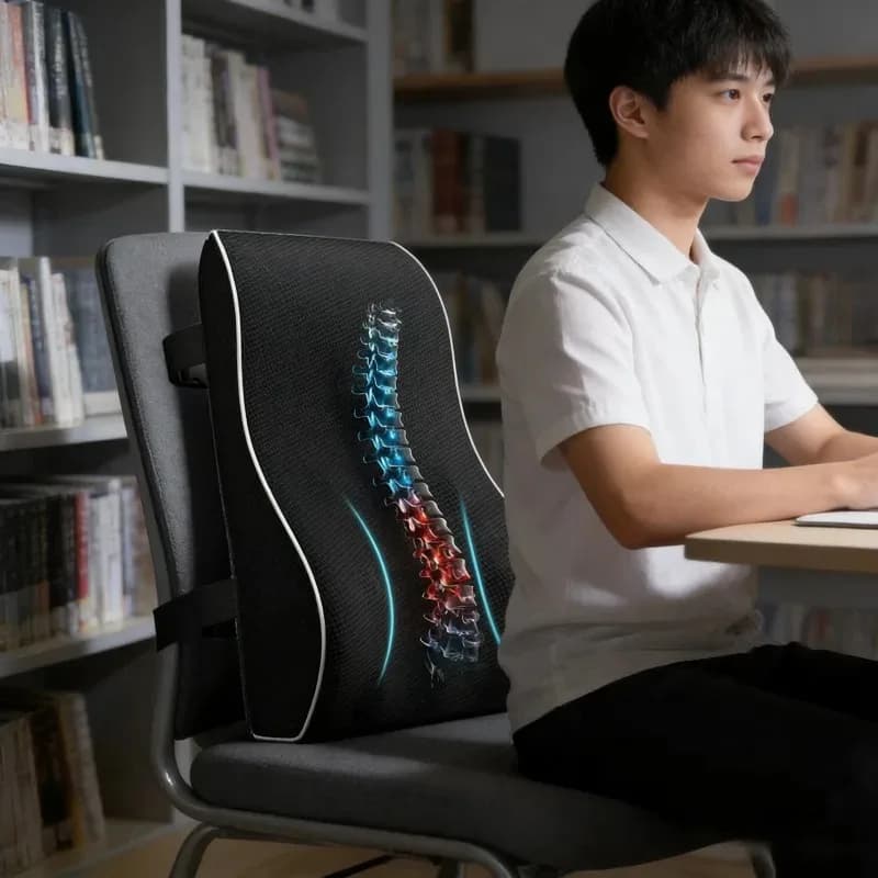 Cuscino Lombare in Memory Foam a Lento Ritorno per Sedia da Ufficio e Auto, Supporto per la Schiena e Sollievo dal Dolore